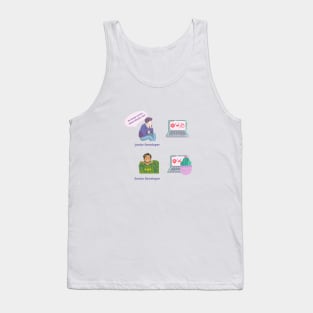 Senior Developer Junior Developer Joke Software Developer Anime Gift Tank Top